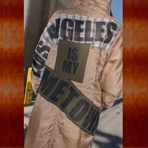 NEW size Small Faith Connexion patch tailcoat parka Los Angeles TAN color